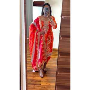 Party Wear Top XL Size <b>Dhoti</b> <b>Salwar</b> and Dupatta Set - Product Image 4