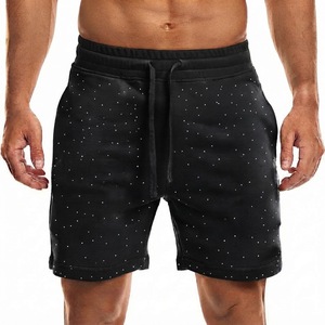 Shorts Bermuda en Coton Noir pour Homme, Taille Mi-Haute avec Cordon de Serrage, Décontractés, en Tissu Respirant avec Poches - Product Image 1