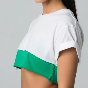 T-shirt court pour femme avec logo personnalisé, sexy, pour le fitness et la course, hauts d'entraînement ajustés, manches courtes, vêtements de sport - Product Image 6