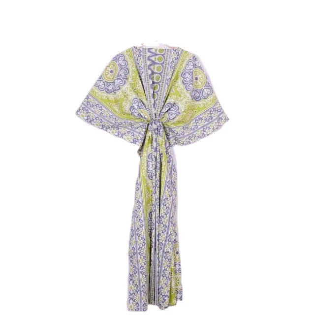 Caftan long en coton imprimé floral, tunique stylée grande taille pour femmes, vêtements de plage, robe, vêtements d'été en coton, nouvel arrivage