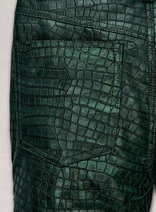 Pantalon en cuir vert métallisé style jean - Croc Metallic - Product Image 3