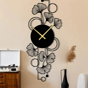Horloge murale longue et élégante noire de qualité supérieure, idéale pour la maison, le bureau, l'hôtel et les intérieurs contemporains, fabriquée à la main en Inde - Product Image 1
