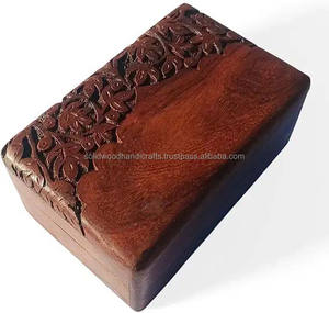 Handmade Decorative Carved Wooden Boxes Home Office Locking Wood Storage Hinged Lid Keepsake Carved Wooden <b>Box</b> - Product Image 1