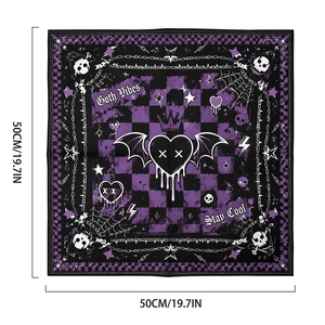 Foulard Bandana en Soie Satinée Imprimé Citrouille Fantôme Effrayant pour Halloween, Cadeaux Promotionnels de Luxe en Gros, Cache-Cou Polyvalent et Bandeau pour la Tête - Product Image 3