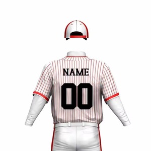 Conjunto de Uniforme de Béisbol Estampado para Hombre, Jersey Blanco con Rayas Rojas, Manga Corta, Transpirable, Poliéster, Cintura Elástica, Corte Regular - Product Image 2