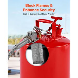 Tanica di Sicurezza in Acciaio Inox da 5 Galloni con Coperchio Autobloccante, Arrestatore di Fiamma Flessibile a Bassa Pressione per Stoccaggio Benzina - Product Image 6