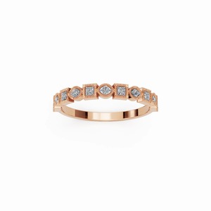 Anillo de Diamantes en Oro Rosa de 14K, Pieza de Joyería Fina para Hombre, con Módulos Geométricos Alternados y Diseño Acordonado - Product Image 2