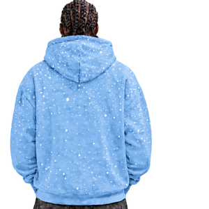 Sweat à capuche pour homme en molleton épais, coupe décontractée, imprimé galaxie bleu ciel, style streetwear, avec cordon de serrage - Product Image 4