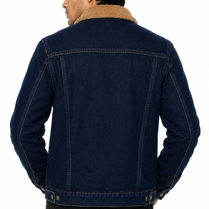 Chaqueta Vaquera Personalizada para Hombre con Cuello de Piel Sintética, Cierre de Botones, Estilo Casual, Corte Regular, para Otoño, Vestimenta Informal de Fin de Semana - Product Image 2