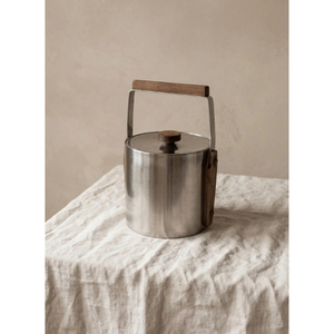 Seau à glace en acier inoxydable fait main, grand seau à glace en métal pour boissons, avec poignées et couvercle en bois, idéal pour les fêtes - Product Image 3
