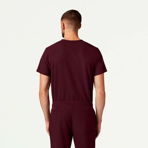 เสื้อสครับพยาบาลผู้ชายคุณภาพสูง แบบสั่งทำพิเศษ ผ้ากันยับ ยืดหยุ่น แขนสั้น เสื้อยืดทางการแพทย์ ผ้าวอร์สเตดผสมสแปนเด็กซ์ ยืดได้ ชุดยูนิฟอร์มสครับ - Product Image 3