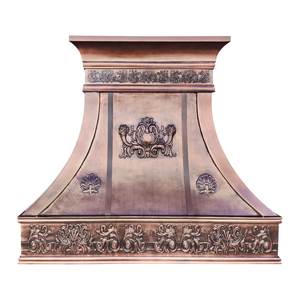 Campana extractora de cobre exclusiva con acabado rústico hecho a mano, adecuada para diseños de cocina contemporáneos, clásicos y de estilo rústico. - Product Image 4