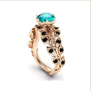 Anillo de turmalina Paraiba creado en laboratorio de moda de Plata de Ley 925, joyería de piedras preciosas semipreciosas, anillos clásicos básicos, Compre Ahora - Product Image 2