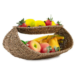 Cesta de frutas hecha a mano con hierba marina para la cocina, decoración de casa de vacaciones con ambiente de Pascua, cestas tejidas de hierba marina - Product Image 1