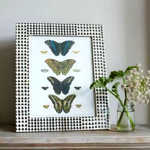Cadre photo artisanal en os et résine multicolore, magnifiquement travaillé, avec incrustation de nacre pour photos précieuses au meilleur prix - Product Image 1