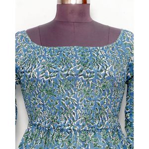 เดรสยาวทรงสี่เหลี่ยมคอวี ผ้าฝ้าย 100% คุณภาพสูง เป็นมิตรกับสิ่งแวดล้อม ระบายอากาศได้ดี สำหรับผู้หญิง เนื้อผ้าน้ำหนักเบา สวมใส่สบาย เหมาะสำหรับฤดูร้อน - Product Image 2