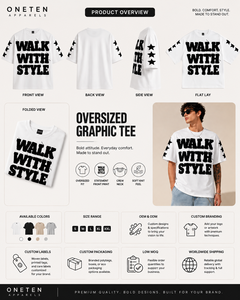 ONETEN APPARELS เสื้อยืดผ้าฝ้ายขนาดใหญ่สำหรับผู้ชายพร้อมลายพิมพ์วอล์ค วิธ สไตล์เสื้อยืดคอกลมแขนสั้นสไตล์สตรีท - Product Image 3