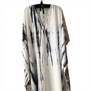 Robe Kaftan Longue en Coton pour Femme Style Bohème Hippie, Taille Unique, Décontractée, pour Fête ou Plage, avec Boutons Décoratifs et Taille Naturelle - Product Image 1