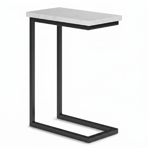 Black C Shaped End <b>Table</b> Laptop Desk Modern <b>Marble</b> <b>Side</b> <b>Table</b> Metal Frame Coffee Tray Snack <b>Tables</b> For Sofa Couch Living - Product Image 4