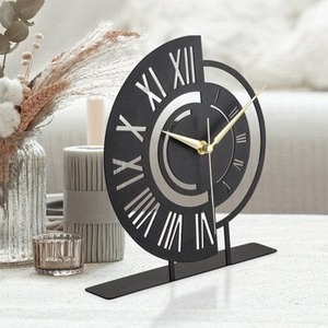 Horloge murale mécanique minimaliste à piles, design circulaire, sonnerie horaire, aiguilles noires, décoration moderne - Product Image 6