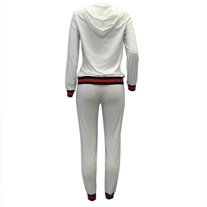 <b>Women's</b> <b>White</b> <b>Tracksuit</b> Full Sleeve Solid Color Casual Wear With Side Pockets Zipper Fly Loose Fit Autumn Style Cotton <b>Tracksuit</b> - Product Image 3