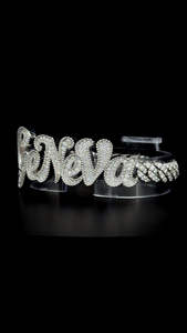 Custom "GENEVA" Iced Out Name Bracelet 925 Sterling Silver VVS Moissanite Diamond Hip Hop Cuban Bracelet for Men Women - Product Image 4