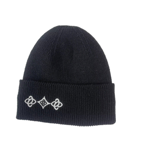 Black Embroidered Geometric Beanie <b>Hat</b> for Men Winter Outdoor Casual <b>Knit</b> Cap 56-58CM Acrylic Warm Headwear Beanie <b>Hats</b> For Men - Product Image 6