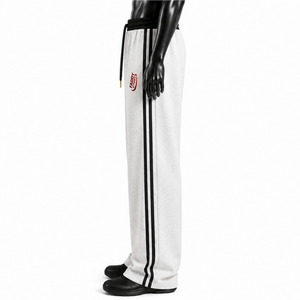 Wholesale Custom Logo Wide Leg Sweatpants <b>Men</b> Baggy Side Stripe Track <b>Pants</b> Unisex Streetwear Fleece Joggers Oversized Trousers - Product Image 3