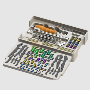 Kit chirurgical manuel d'implants orthopédiques vétérinaires en titane et acier inoxydable, plaques osseuses et instruments 2.0mm 2.4mm 2.5mm 2.7mm - Product Image 1