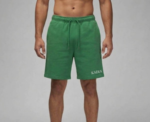Shorts en coton vert uni pour homme, taille élastique, décontractés, mi-longs, respirants, en tissu tricoté - Product Image 4