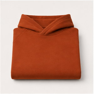 Customize Rust <b>Orange</b> Mens Oversized Cocoon Pullover <b>Hoodie</b> No Drawcord Clean Front Soft Brushed Cotton Fleece MHOOD-0020 - Product Image 5
