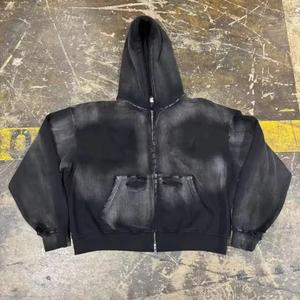 Sweat à capuche délavé effet soleil, 100% coton épais, délavé à l'acide, style vintage streetwear, fabriqué au Pakistan - Product Image 5