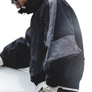 เสื้อแจ็คเก็ตกันลมแบบมีฮู้ดน้ำหนักเบาบางเบาสำหรับฤดูหนาว ตกแต่งด้วยผ้าแบบแพทช์เวิร์ค พร้อมกางเกงวอร์มเอวยางยืดมีซิป ดีไซน์ทันสมัยสำหรับการออกกำลังกายและสวมใส่สบายๆ - Product Image 2