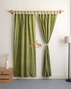 Cortina de puerta de algodón puro con diseño personalizado indio, estampado a rayas, juego de cortinas para el hogar - Product Image 2