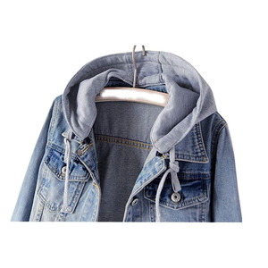 Veste en jean délavé style rétro pour homme, streetwear décontracté, à capuche, courte, haute qualité - Product Image 2
