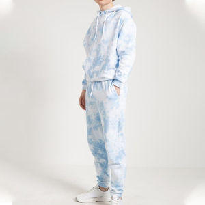 Conjunto de Sudadera con Capucha y Pantalones Deportivos Tie Dye Arcoíris para Hombre, de Felpa, Dos Piezas, Corte Ajustado, Informal, Deportivo, con Cordón Ajustable - Product Image 1