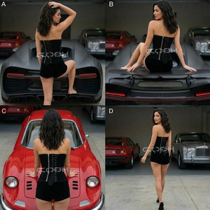 Corsé gótico negro de terciopelo personalizado OEM con cordones en la parte delantera, corsé moldeador de cintura para mujer - Product Image 4