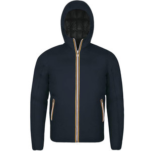 Chaqueta Acolchada Cálida de Calidad para Hombre con Capucha, Ropa Exterior Casual de Invierno, 100% Poliéster, Teñido Liso, Frente con Diseño de Parches - Product Image 5