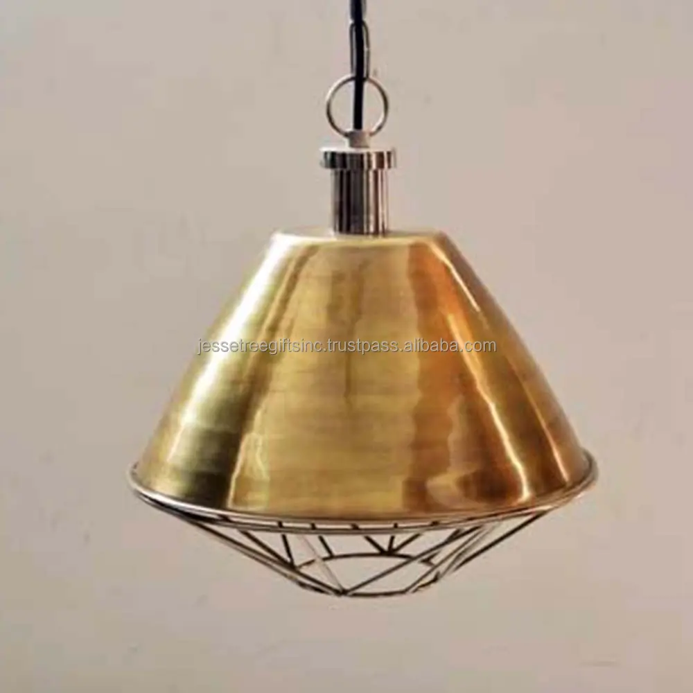 Luz pendente de metal estilo moderno com acabamento dourado brilhante, fio redondo, design elegante, de alta qualidade para iluminação