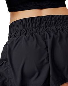 High Quality Women's High Waist Black Sporty Summer Sport Shorts Pockets <b>Elastic</b> Waist Regular Fit Quick Dry Knitted Polyester - Product Image 4