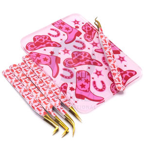 Nouvel ensemble de pinces à épiler personnalisées en acier inoxydable, style western cowboy, pour extensions de cils à pointe en fibre, en promotion - Product Image 3