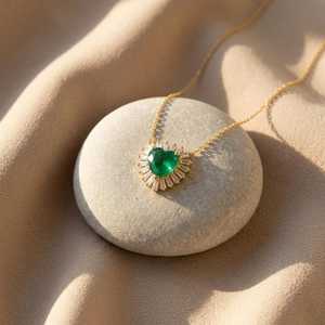 Heart Shape Natural Emerald 925 Sterling Silver 14K Gold Plated May Birthstone Pendant Luxury Fine Jewelry Gift - Product Image 3