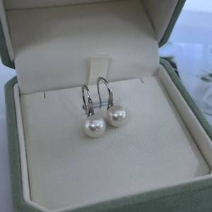 Boucles d'oreilles en argent pur à talon haut, polyvalentes, avec perles d'eau douce de 8 à 9 mm, lumière intense, pour le quotidien, bijoux haut de gamme - Product Image 3