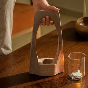 Support à bougie en bois naturel, artisanal de qualité supérieure, rustique, pour la décoration de la maison, les festivals et les mariages - Product Image 5