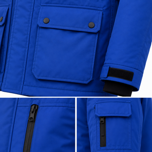 Men's Hooded Puffer Jacket Fleece Lined 220g <b>Waterproof</b> Stand Collar Casual <b>Winter</b> <b>Coat</b> with Zipper Front and Multiple Pockets - Product Image 3