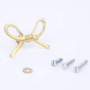 Wholesale Handmade Brass Bow <b>Knobs</b> <b>Gold</b> Cabinet Drawer <b>Door</b> Pulls Decorative Dresser Handles Vintage Furniture Hardware - Product Image 2