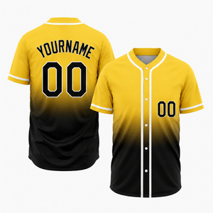 Camiseta de Béisbol con Estampado de Gradiente por Transferencia de Calor Personalizada, Malla Transpirable, Cierre Completo con Botones, Camiseta Deportiva de Secado Rápido 100% - Product Image 3