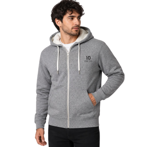 Heather Grey Unisex Heavyweight Sherpa <b>Lined</b> Full Zip Hoodie Warm <b>Fleece</b> Hooded Sweatshirt Winter Casual <b>Jacket</b> Custom Logo - Product Image 1
