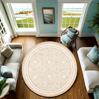 Tapis personnalisés beige en jute naturelle et denim, tressés à la main, écologiques, adaptés aux animaux, classiques, modernes, rembourrés, antidérapants et lavables pour salon