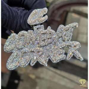 Name Pendant Moissanite Diamond Custom Hip Hop Necklace Iced Out Jewelry Gift Men - Product Image 5